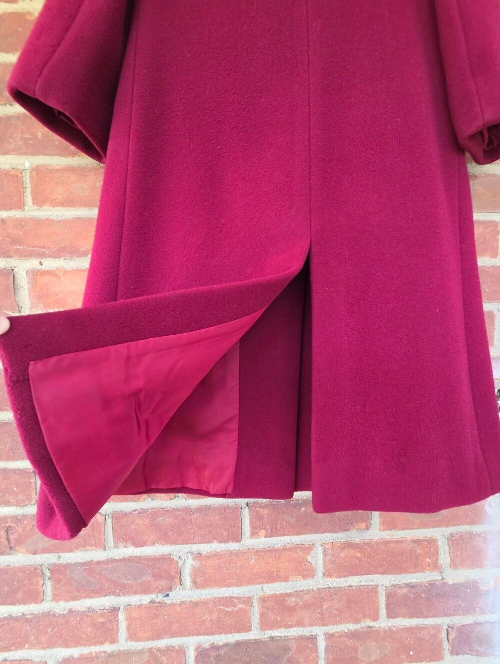 Pierre Cardin VTG Rare Saks Fifth Mod Coat Teardrop pockets Burgundy Small - Picture 12 of 13